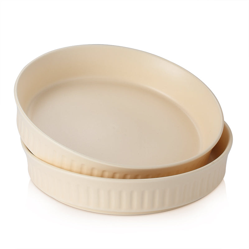 Ceramic Pie Pan Set of 2 - 8.5 Inches Matte Beige Pure Collection.