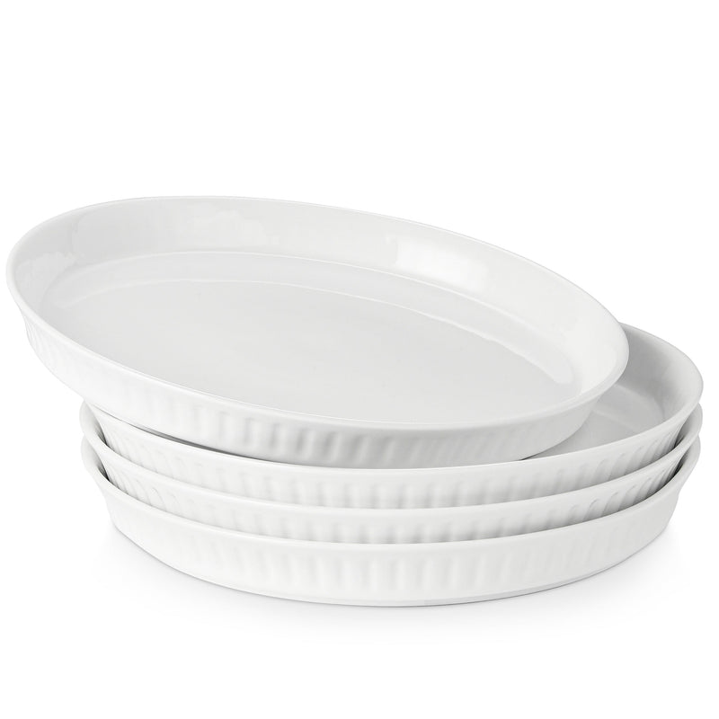 Ceramic Pie Pan Set of 4 - 10 Inches White Pure Collection.