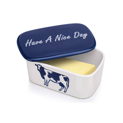 Ceramic Cow Butter Keeper Container with Lid.