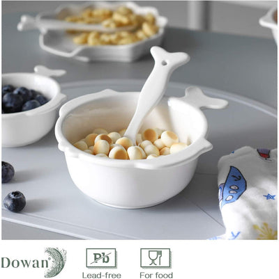 Ceramic Ramekin Bowls with Fish-shaped Tail Handle Set of 6 - 4 Oz White.