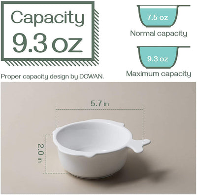 Ceramic Ramekin Bowls with Fish-shaped Tail Handle Set of 6 - 4 Oz White.