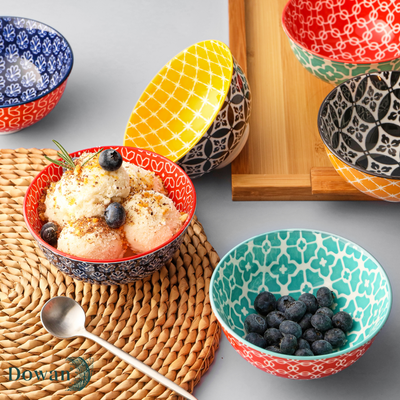 Ceramic Dessert Bowls Set of 6 - 10/23 Oz Colorful.