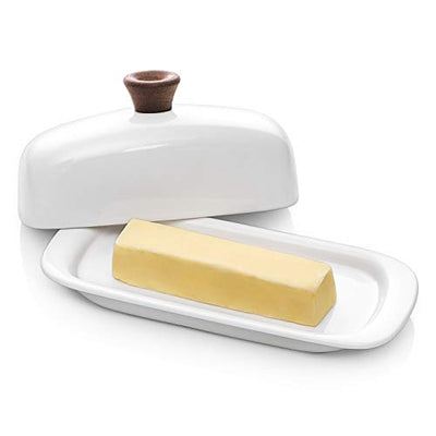 Ceramic Butter Dish with Lid - White.