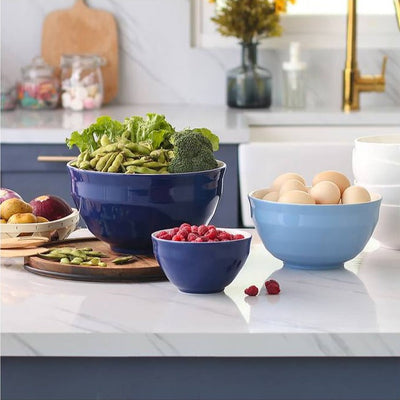 Ceramic Serving Mixing Bowls - 0.5/2/3.2 Quart Blue.