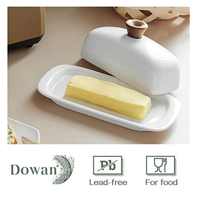 Ceramic Butter Dish with Lid - White.