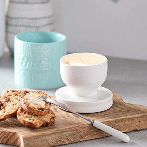 Ceramic French Butter  Crock with Lid - Turquoise.