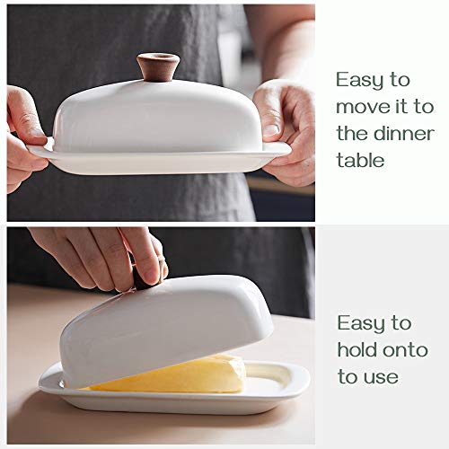 Ceramic Butter Dish with Lid - White.