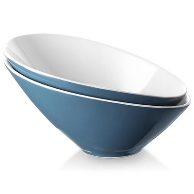 Ceramic Pasta Salad Serving Bowls Set of 2 - 26 Oz Airy Blue.