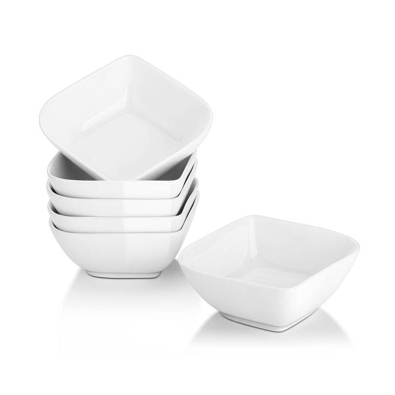 Ceramic Dessert Square Ramekin Bowls Set of 6 - 8 Oz White.