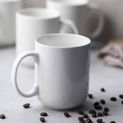 Large Ceramic Coffee Mugs with Handle Set of 6 - 20 Oz White.