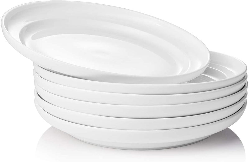 Ceramic Dinner Round Dessert Serving Salad Plate Set of 6 - 10 Inches White.