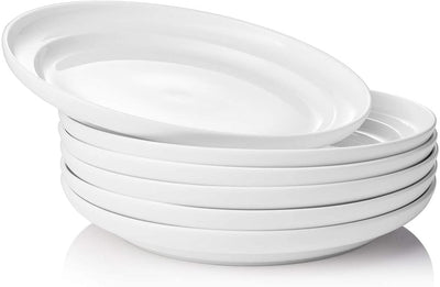 Ceramic Dinner Round Dessert Serving Salad Plate Set of 6 - 10 Inches White.