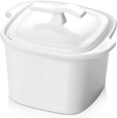 Ceramic Salt Sugar Bowls Box Cellar Container With Lid - 8 Oz White.