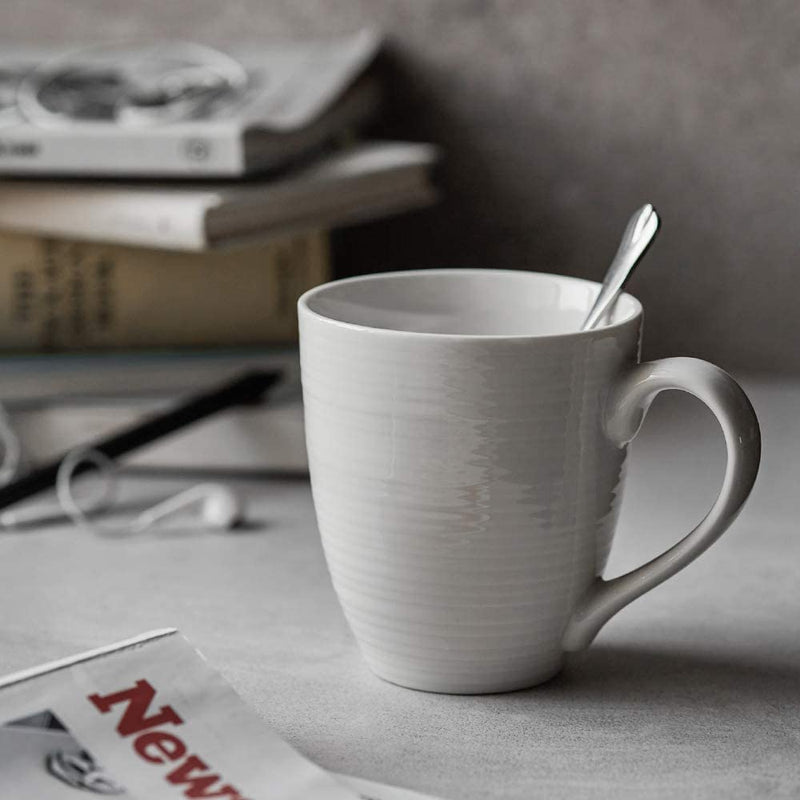 Ceramic Coffee Mug with Handle Set of 6 - 17 Oz White.