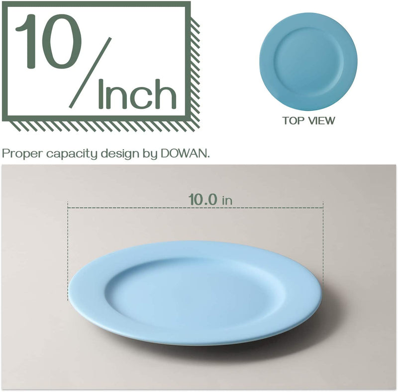 Ceramic Dinner Salad Pasta Serving Plates Set of 6 - 10 Inches Airy Blue.