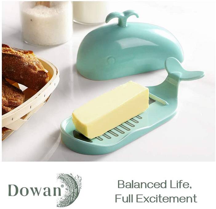 Ceramic Whale Butter Dish With Cutting Measuring Line.