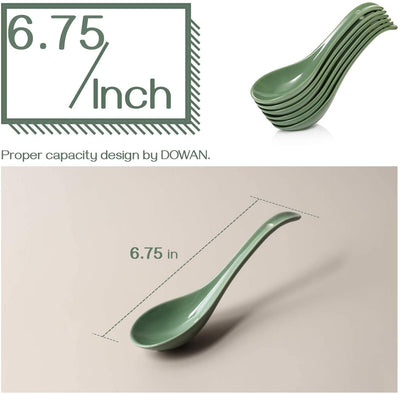 Ceramic Soup Spoon Set of 6 - 6.7 Inches New Day Collection.