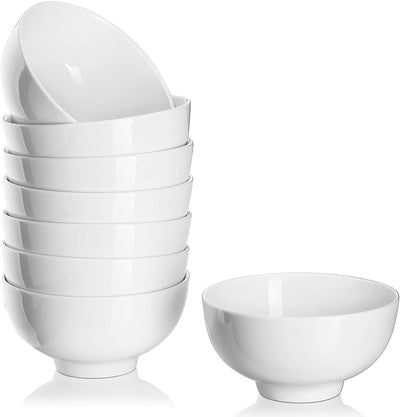 Ceramic Small Dip Dessert Rice Bowls Set of 8 - 10 Oz  White.