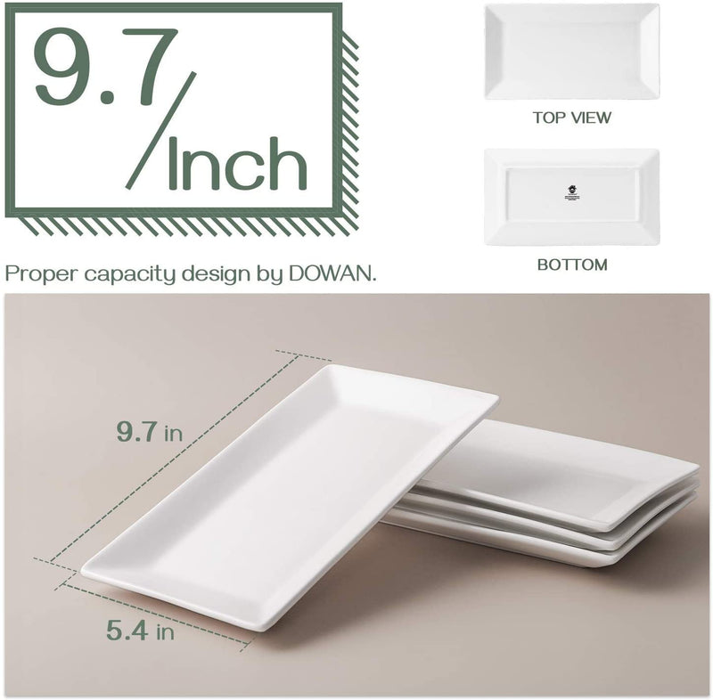 Ceramic Serving Dessert Plates for Set of 4 - 9.7 Inches White.