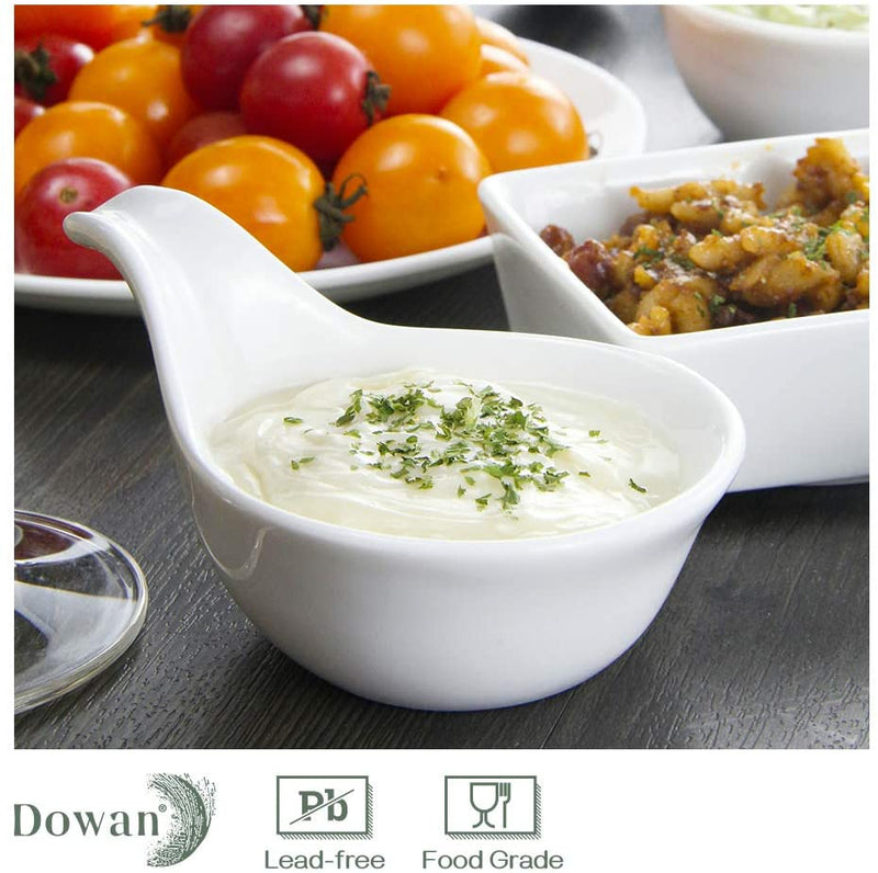 Ceramic Soy Sauce Dip Bowl Set of 6  - 3 Oz White.