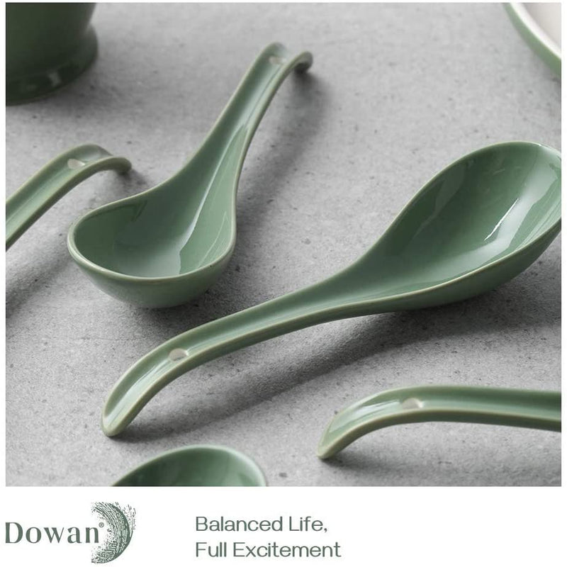 Ceramic Soup Spoon Set of 6 - 6.7 Inches New Day Collection.