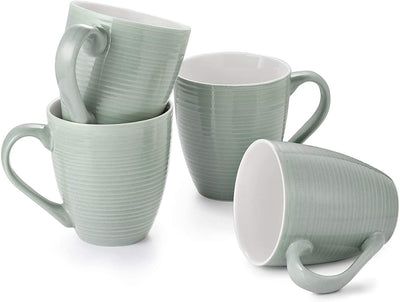 Ceramic Coffee Mugs Cups with Handle Set of 4 - 17 oz Grey.