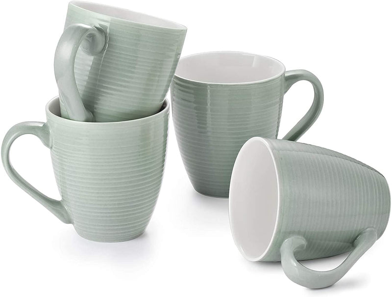 Ceramic Coffee Mugs Cups with Handle Set of 4 - 17 oz Grey.