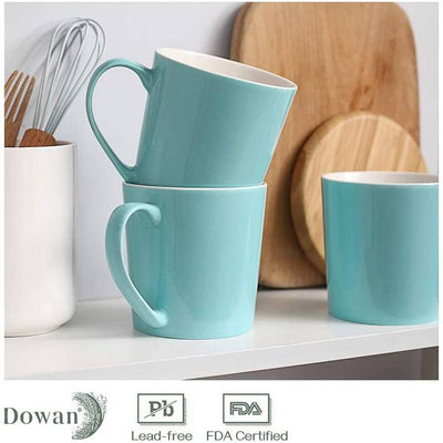 Large Ceramic Coffee Mug Set of 6 - 16 Oz Turquoise.