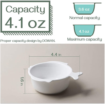 Ceramic Ramekin Bowls with Fish-shaped Tail Handle Set of 6 - 4 Oz White.