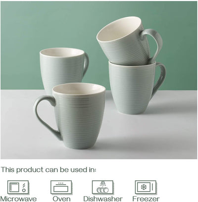 Ceramic Coffee Mugs Cups with Handle Set of 4 - 17 oz Grey.