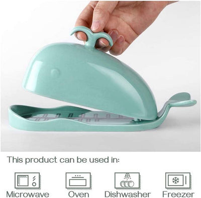 Ceramic Whale Butter Dish With Cutting Measuring Line.