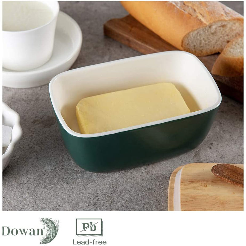 Ceramic Butter Dish with Cover - Dark Green.