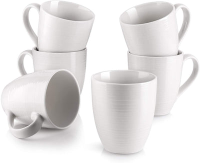 Ceramic Coffee Mug with Handle Set of 6 - 17 Oz White.