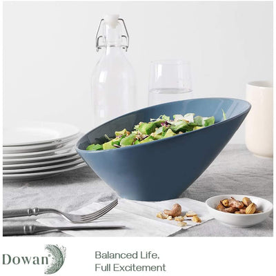 Ceramic Angled Salad Serving Bowls Set of 2 - 26 Oz Airy Blue.