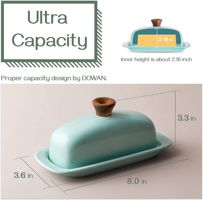 Ceramic Butter Dish with Lid - Turquoise.