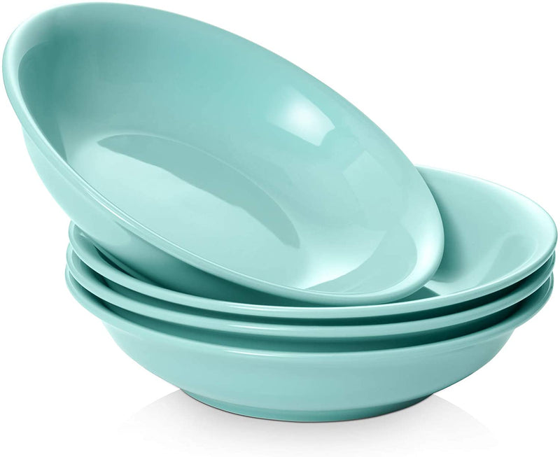 Ceramic Pasta Salad Serving Dinner Bowl Set of 4 - 40 Oz Turquoise.