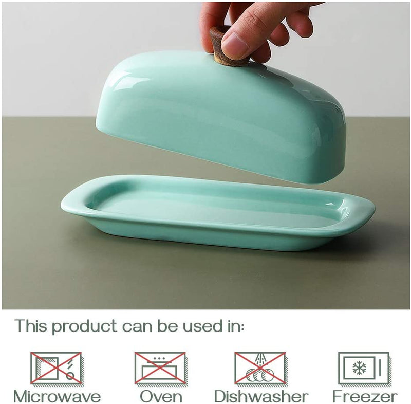 Ceramic Butter Dish with Lid - Turquoise.