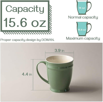 Ceramic Coffee Mug Cup with Handle Set of 6 - 16 Oz New Day.