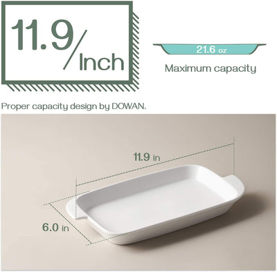 Ceramic Serving Platter with Handle Set of 4 - 10 Inches White.