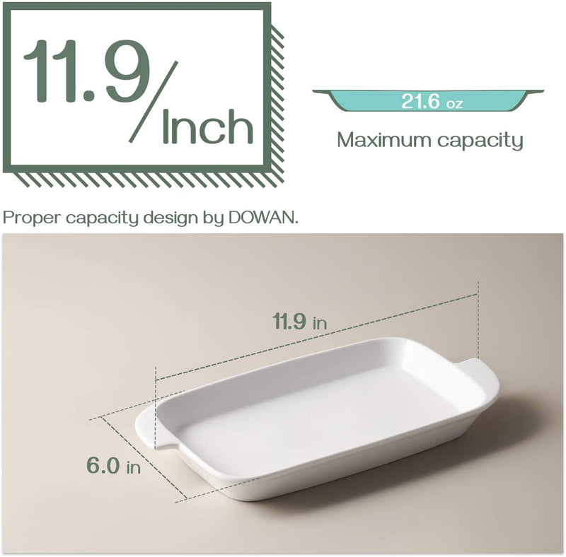 Ceramic Serving Platter with Handle Set of 4 - 10 Inches White.