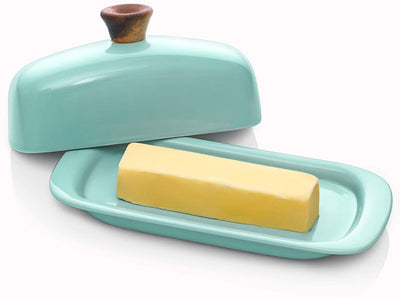 Ceramic Butter Dish with Lid - Turquoise.