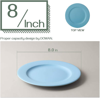 Ceramic Salad Dinner Serving Plates Set of 6 - 8 Inches Airy Blue.