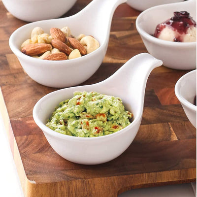 Ceramic Soy Sauce Dip Bowl Set of 6  - 3 Oz White.