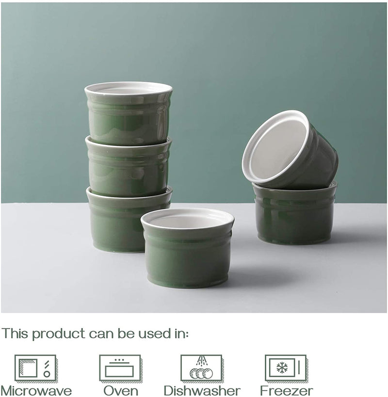 Ceramic Ramekin Bowls Set of 6 - 8 Oz New Day Collection.