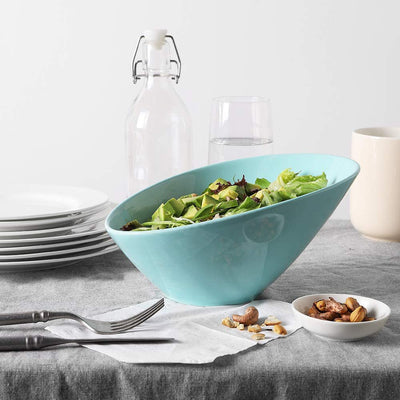 Ceramic Angled Salad Serving Bowls Set of 2 - 26 Oz Turquoise.