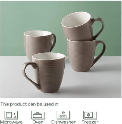 Ceramic Coffee Mugs with Large Handle Set of 4 - 17 Oz Brown.