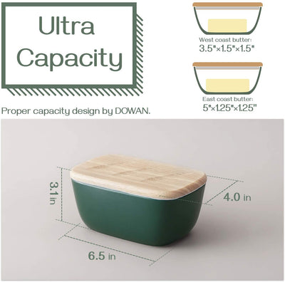 Ceramic Butter Dish with Cover - Dark Green.