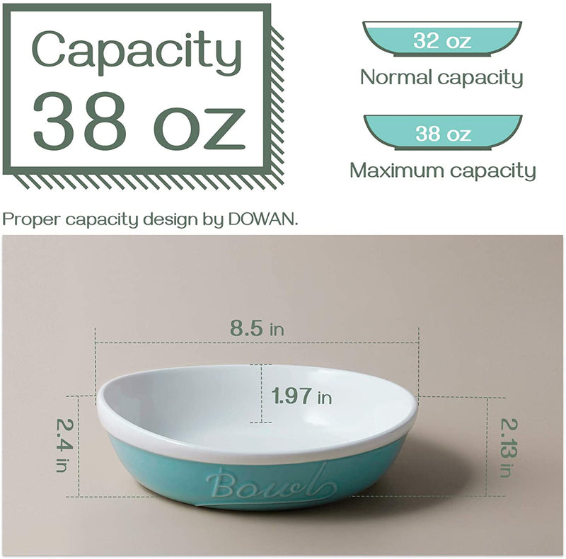 Ceramic Deep Pasta Serving Bowls Set of 4 - 8.5 Inches Turquoise.