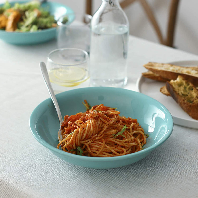 Ceramic Pasta Salad Serving Dinner Bowl Set of 4 - 40 Oz Turquoise.