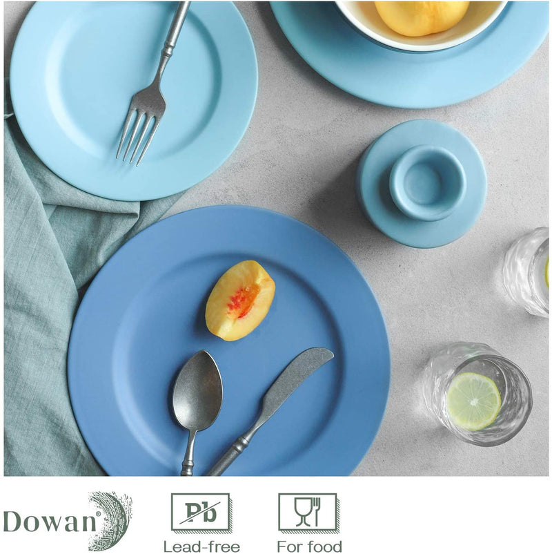 Ceramic Dinner Salad Pasta Serving Plates Set of 6 - 10 Inches Airy Blue.